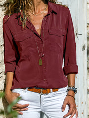  Button Up Long Sleeve Blouse
