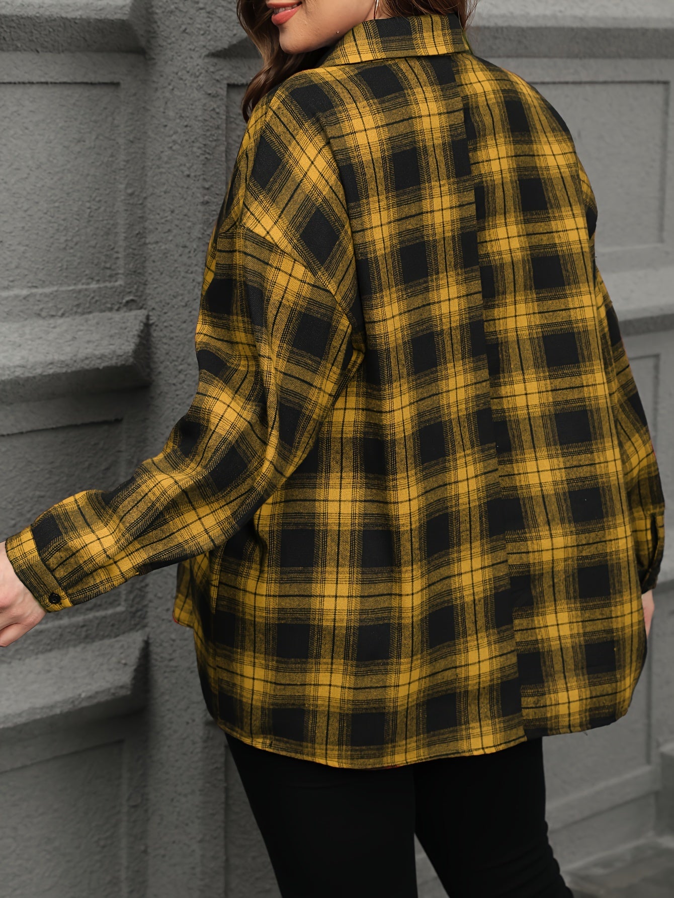  Plaid Print Long Sleeve Button Up Shirt