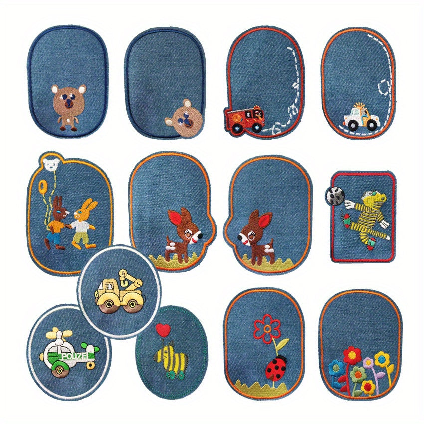 13pcs Iron On Patches Sew On Embroidered Applique Repair Patch DIY Crafts