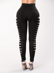  Solid Cut Out Side High Stretch Leggings