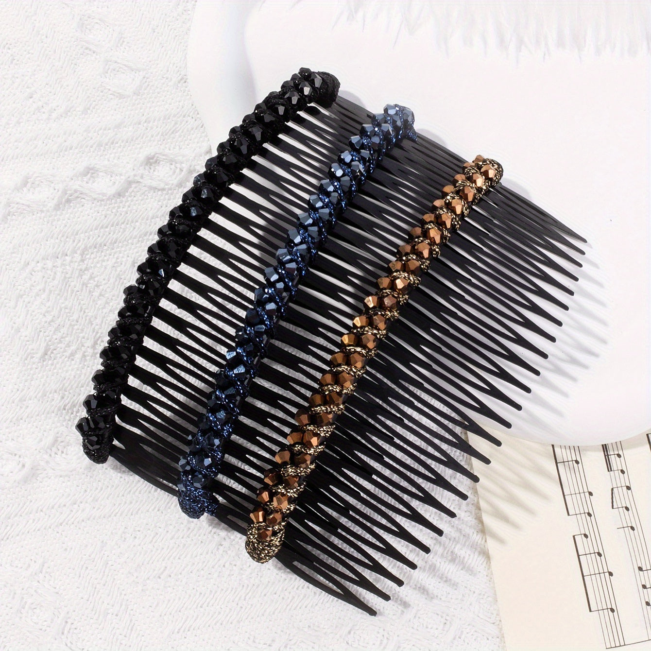 3pcs Crystal Rhinestone Hair Side Comb Set Braided Updo Hair Accessories