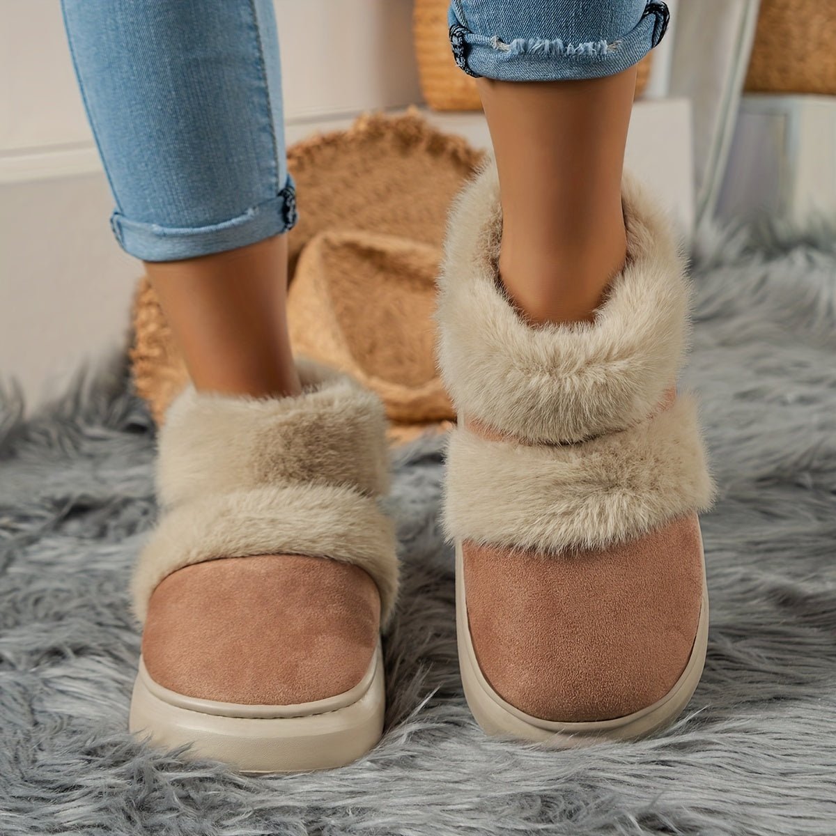 Thermal Lined Faux Suede Snow Boots for Women