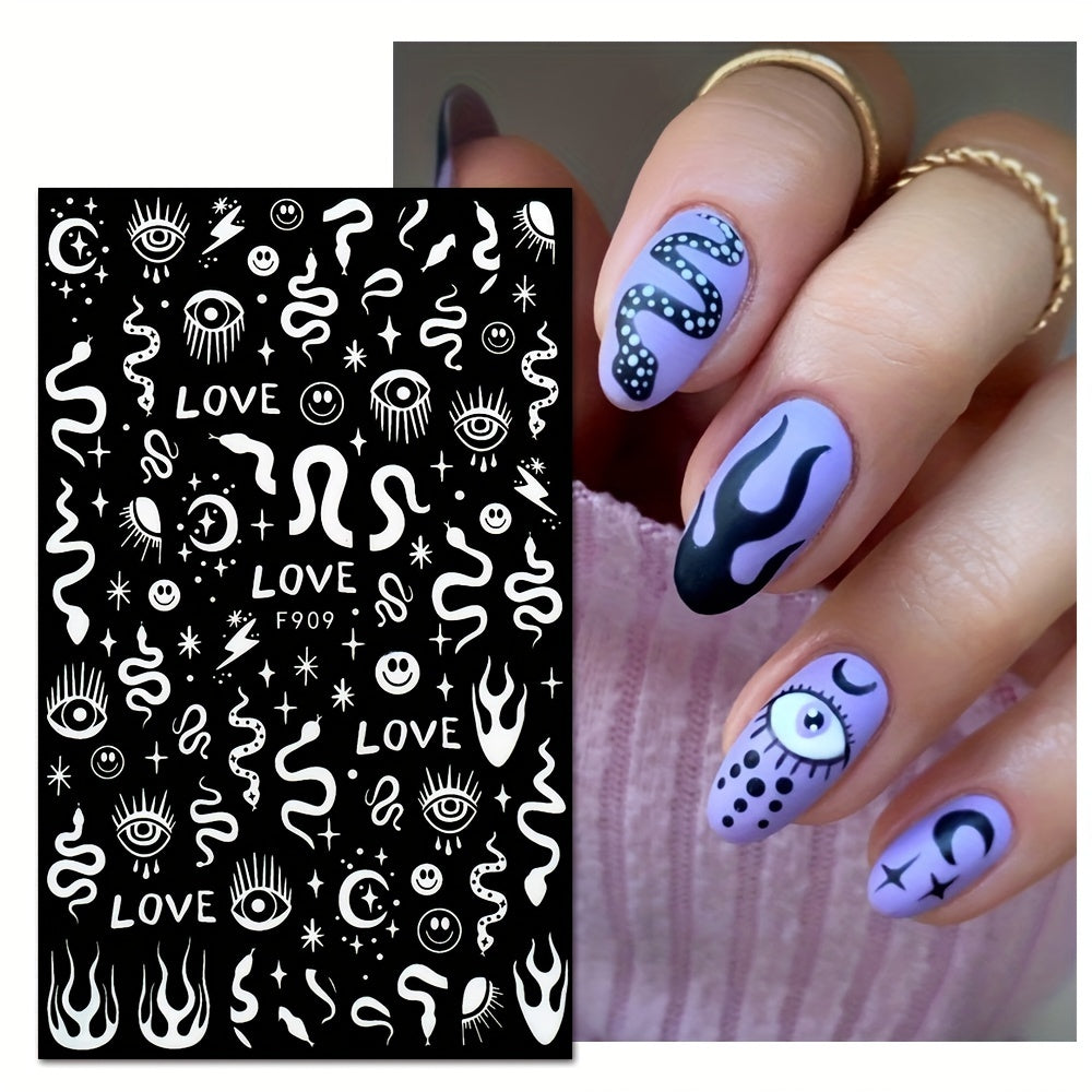 Evil Eye Nail Art Stickers Decals 3D Self Adhesive Witch Nail Decals