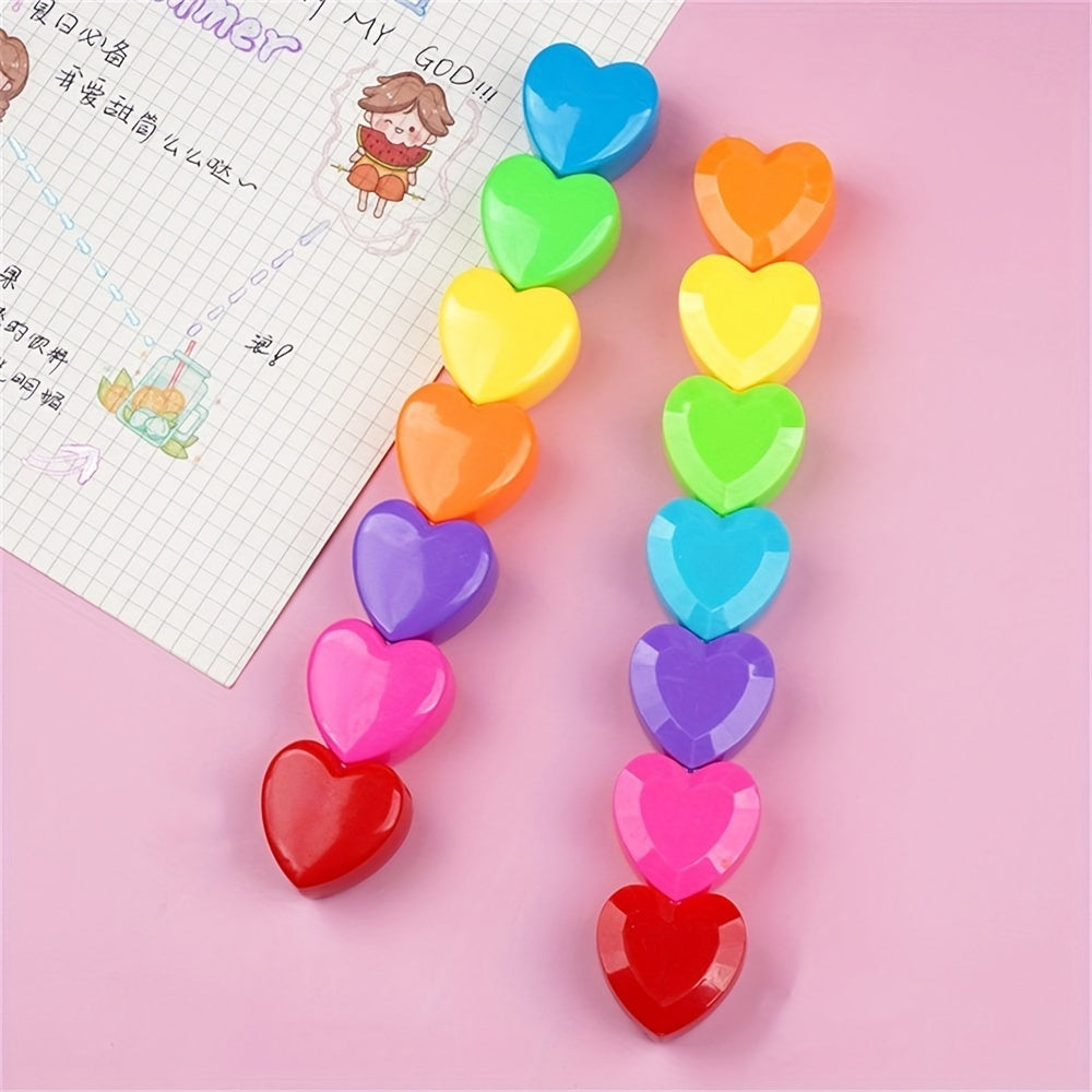 Heart Shaped Highlighter Set - 6 Colors - School Office Art Projects Fluorescent