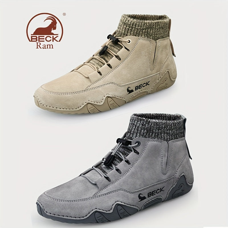 Men's Leather High Top Sock Sneakers Lightweight Waterproof Shoes