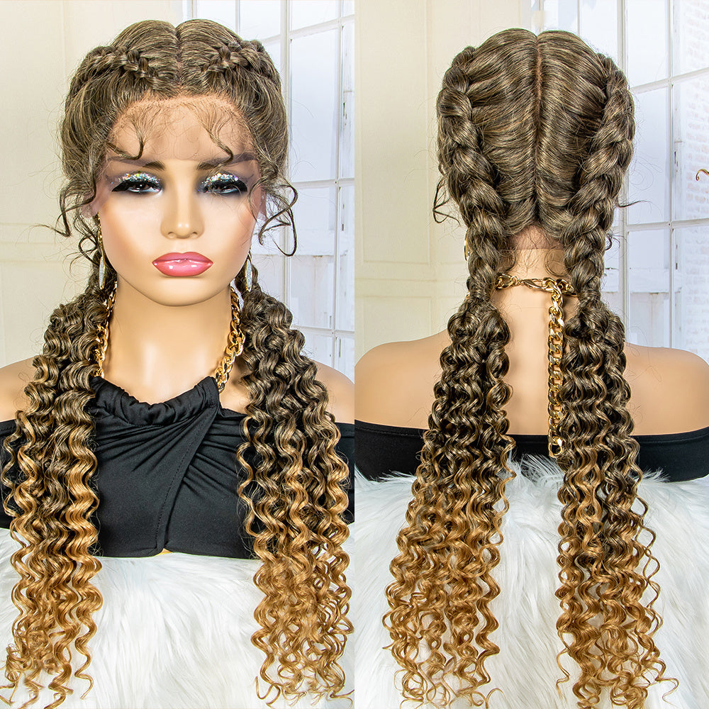 12 Cm Dutch Braid Lace Front Wigs With Baby Hair