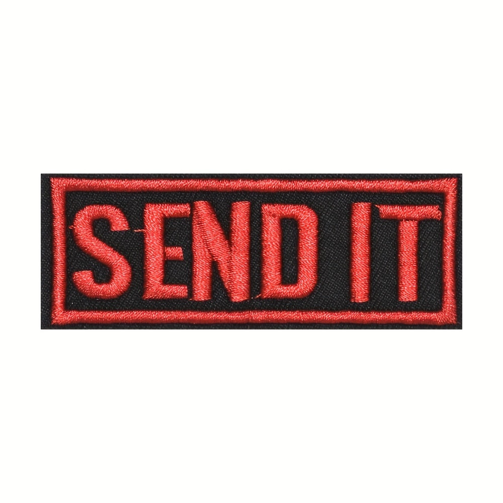 1pc Send It Embroidered Patch Hook Loop Tactical Applique Uniform Patch
