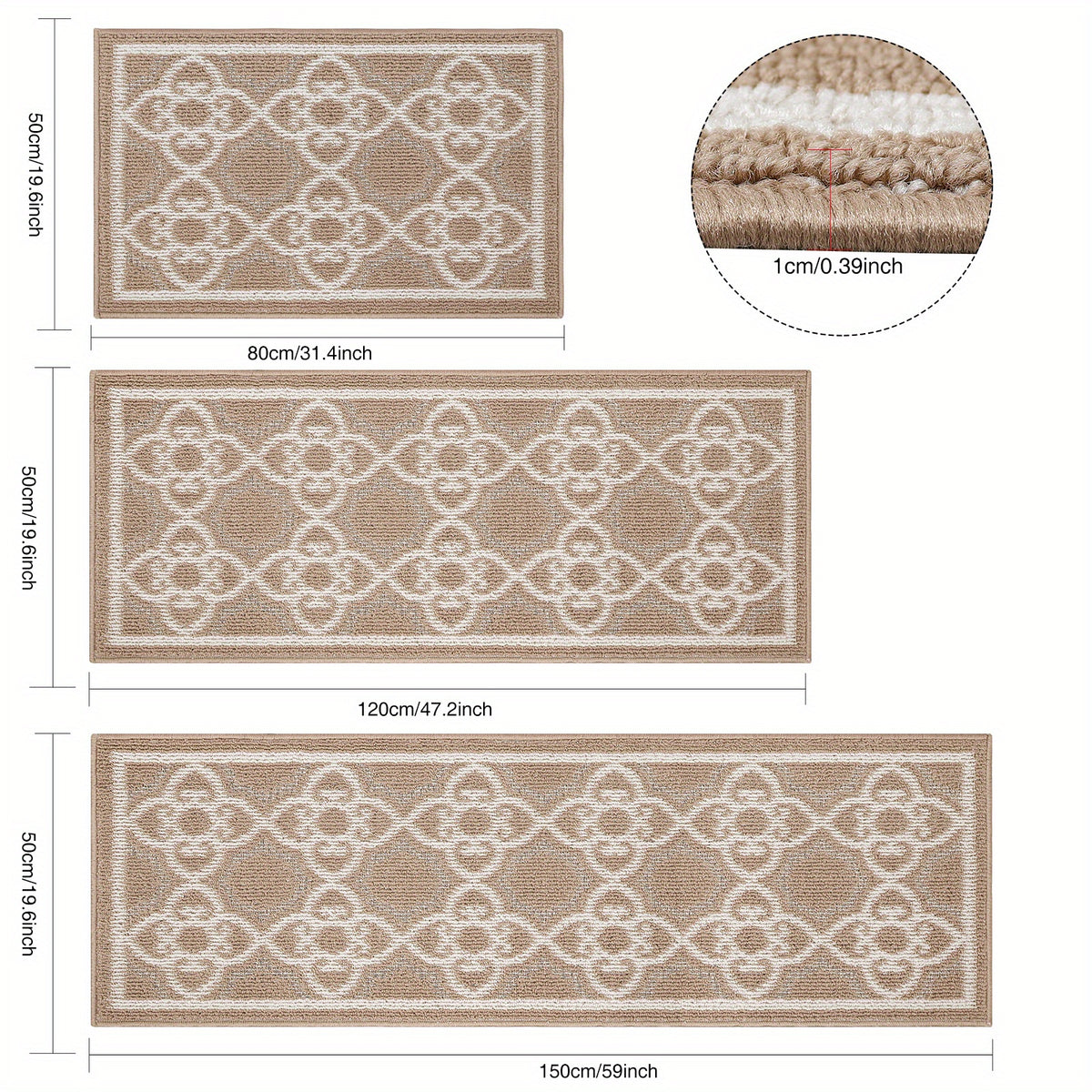 Absorbent Nylon Bathroom Rugs Set