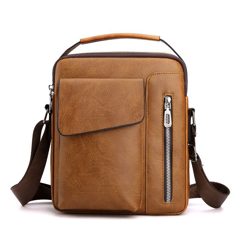 Men's Leather Crossbody Bag Vertical Multifunctional Shoulder Bag