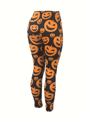  Halloween Leggings Women's Plus Allover Pumpkin Print