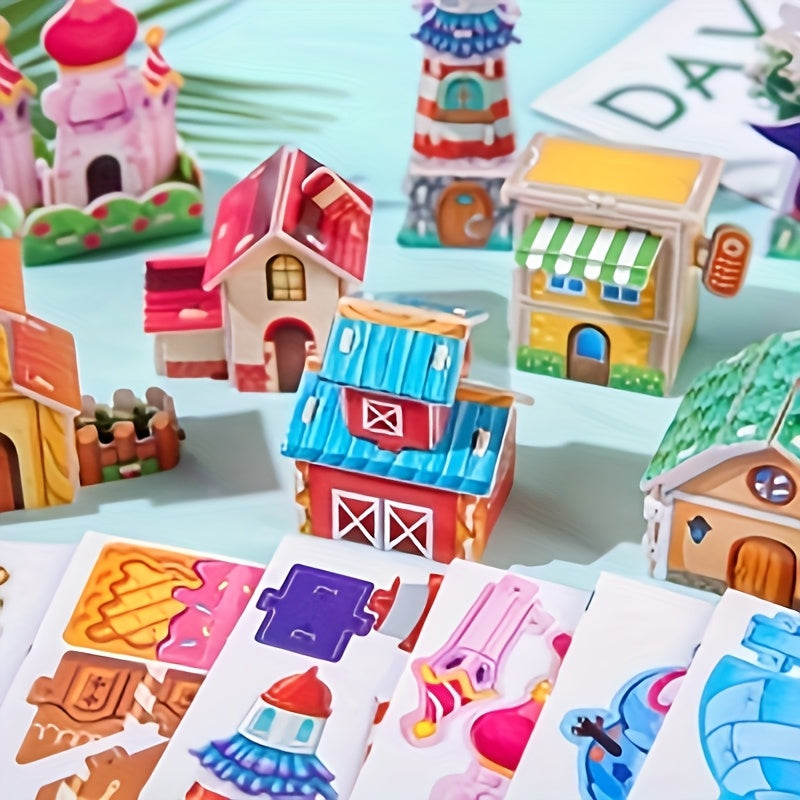 10pcs 3D DIY Mini Scene House Puzzle Kit for Parent-Child Interaction
