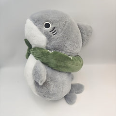 Plush Shark Green Scarf Soft Grey Ugly Stuffed Animal Desktop Sofa Decor