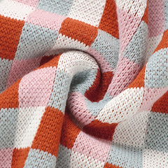 Colorful Plaid Knit Blanket Soft Warm Throw for Couch Bed Hand Wash
