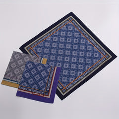 3pcs Men's Woven Printed Handkerchiefs - Outdoor & Wedding Gift Set
