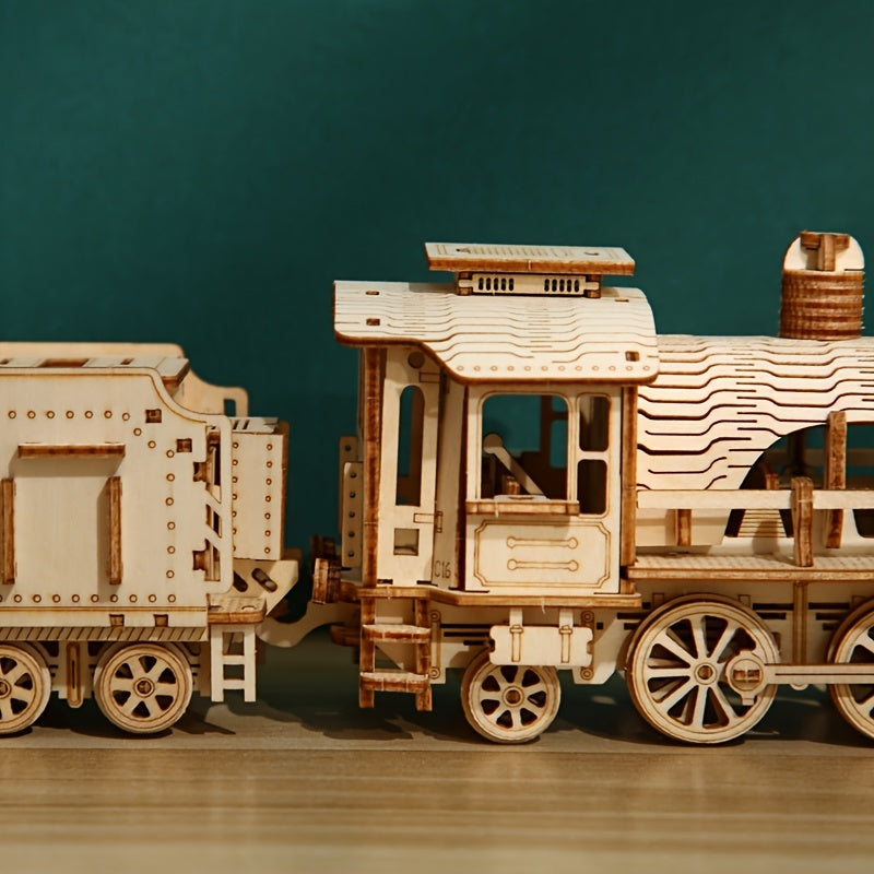 DIY Train Puzzle Model Assembly Car 3D Wooden Puzzle Toys