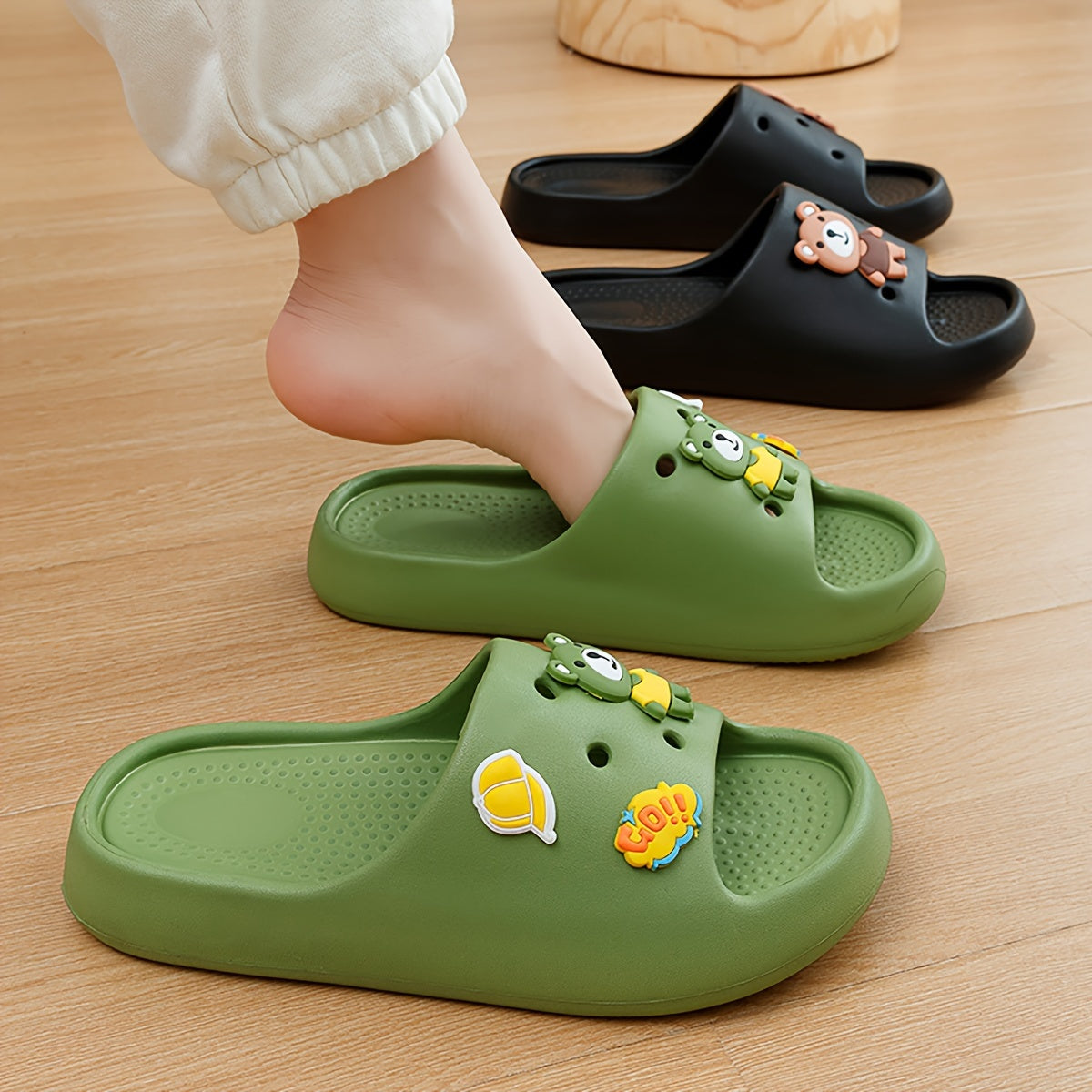 Baby Girls Cartoon Open Toe Slippers Non Slip Lightweight Slippers