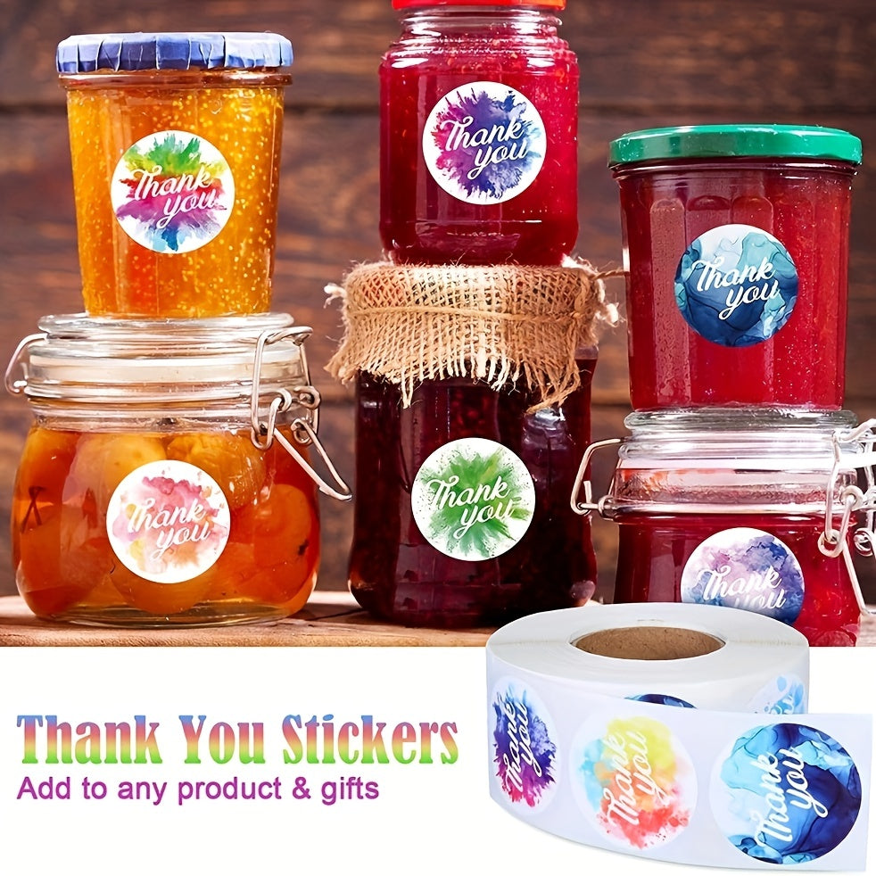 500pc Colorful Smudged Thank You Stickers 2 Styles Sealing Gift Label Decoration