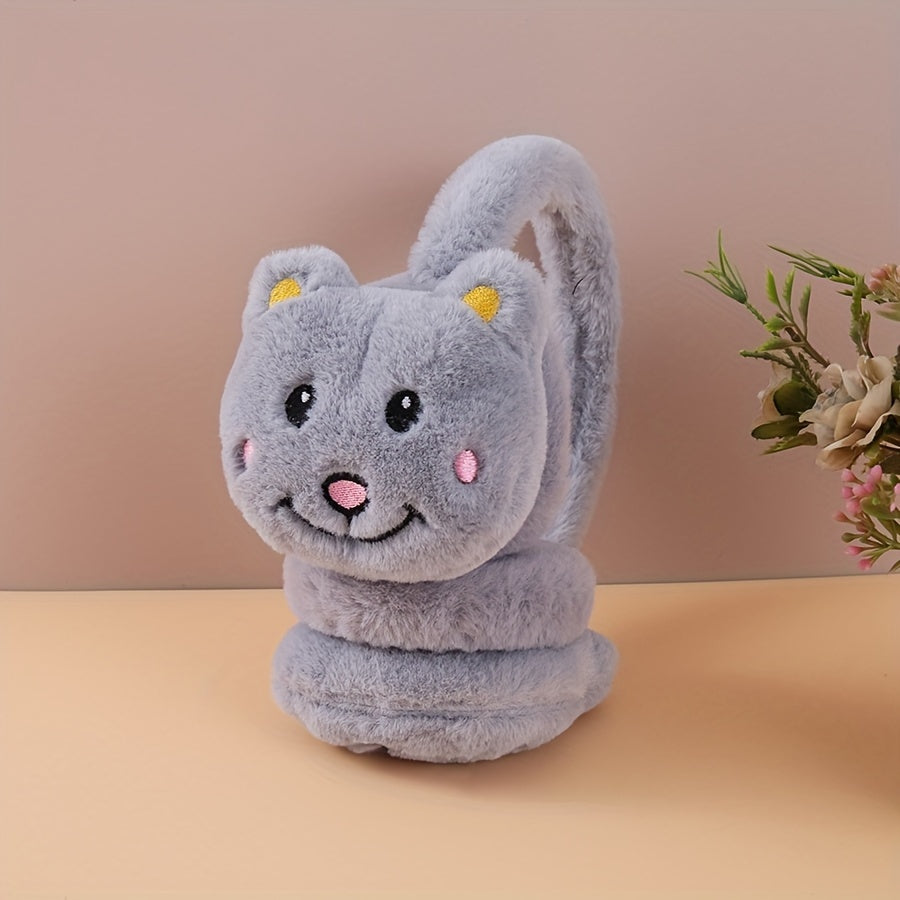 Winter Ear Warmers Cartoon Bear Hand Wash Knit Fabric