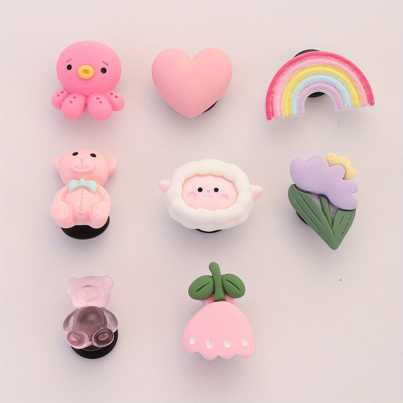 8 Pcs Pink Bunny Shoe Charms Clogs Accessories
