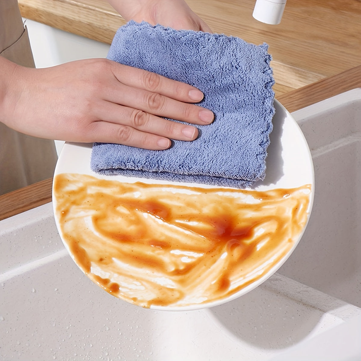 10pcs Bamboo Fiber Dishcloth Household Kitchen Absorbent Towel