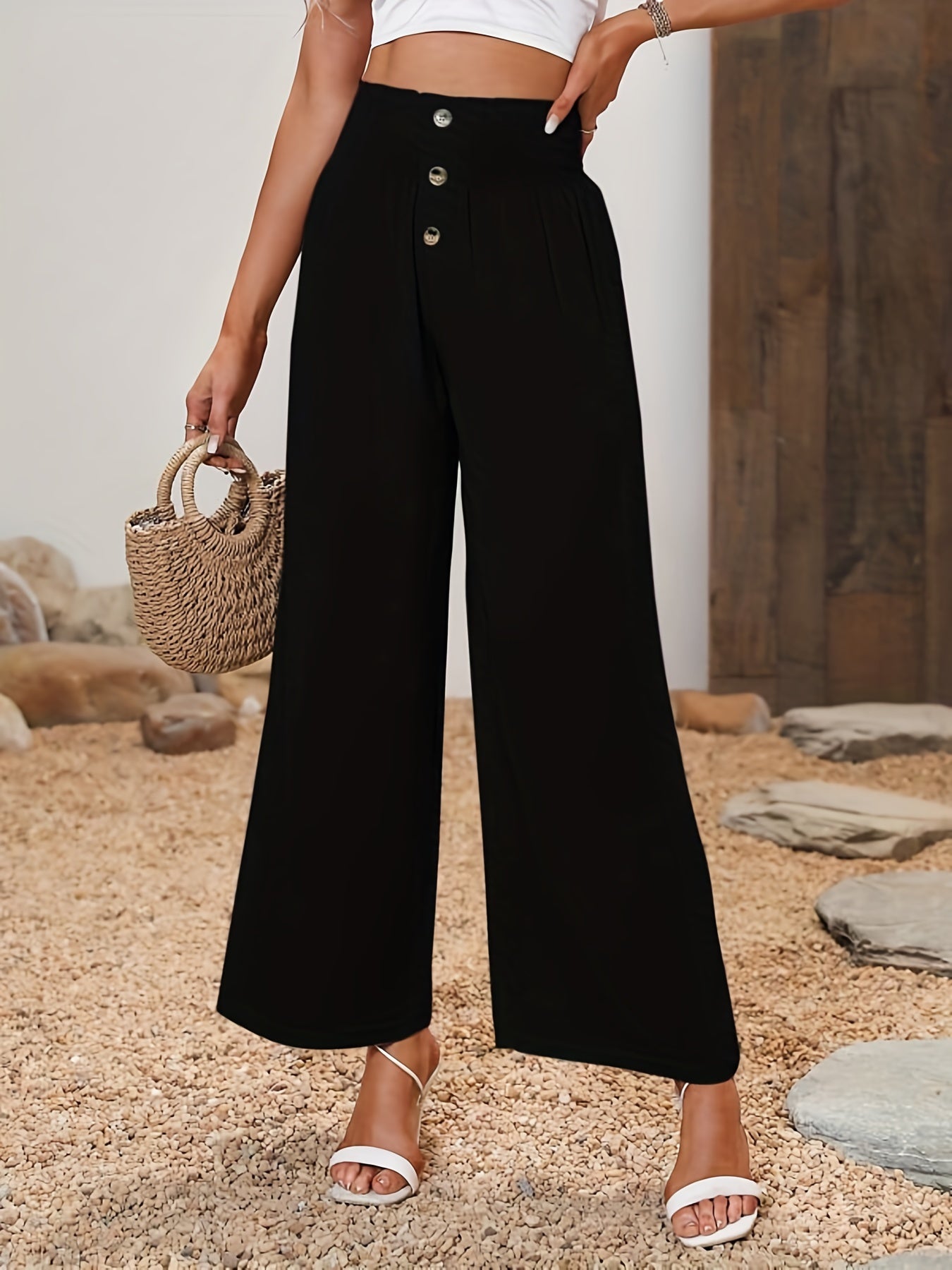 Women's Plus High Rise Wide Leg Trousers