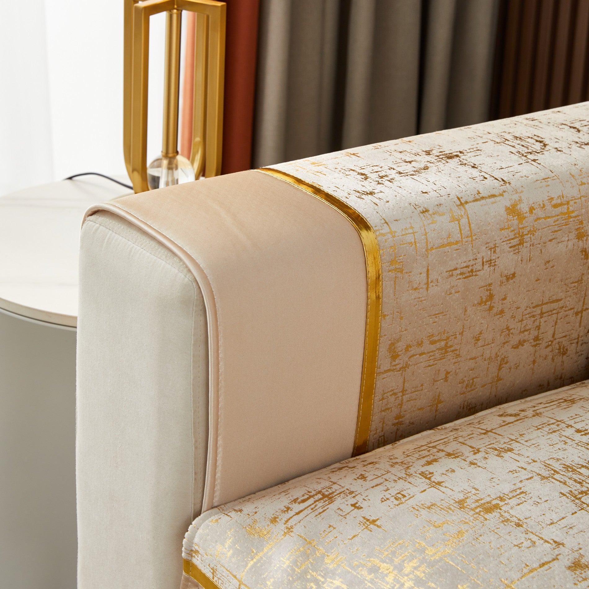 Golden Velvet Sofa Cushion with Non Slip Backing