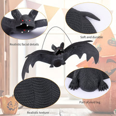5pcs Halloween Hanging Bats Decor Creepy Flying Rubber Bats Decor