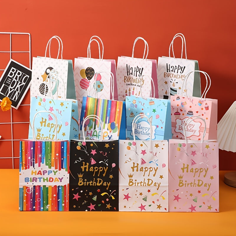 Foldable Paper Bag 12pcs Set Birthday Gift Bags Party Favor Candy Packaging Bag