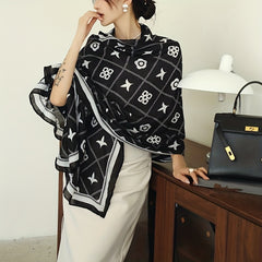 Geometric Print Large Scarf Classic Shawl for Women