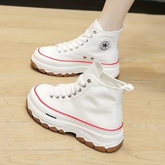 Women's High Top Canvas Shoes Lace Up Platform Sneakers
