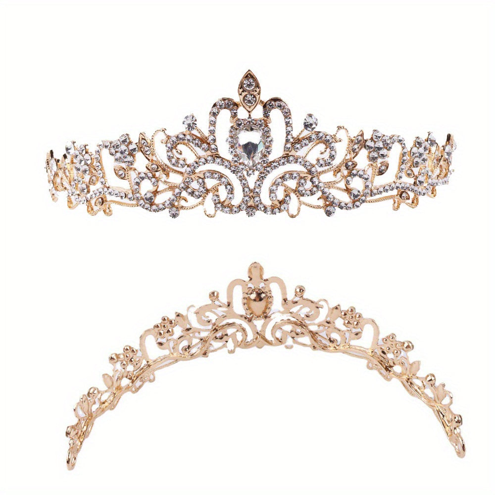 Bridal Crystal Headband Tiara With Comb For Women Rhinestone Hairband