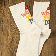 3 Pairs Letter Print Socks Comfy & Mid Tube Women's Stockings