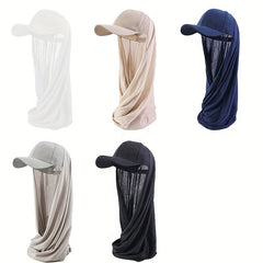 Women Adjustable Baseball Cap With Long Bubble Chiffon Head Wrap Hat And Shawl