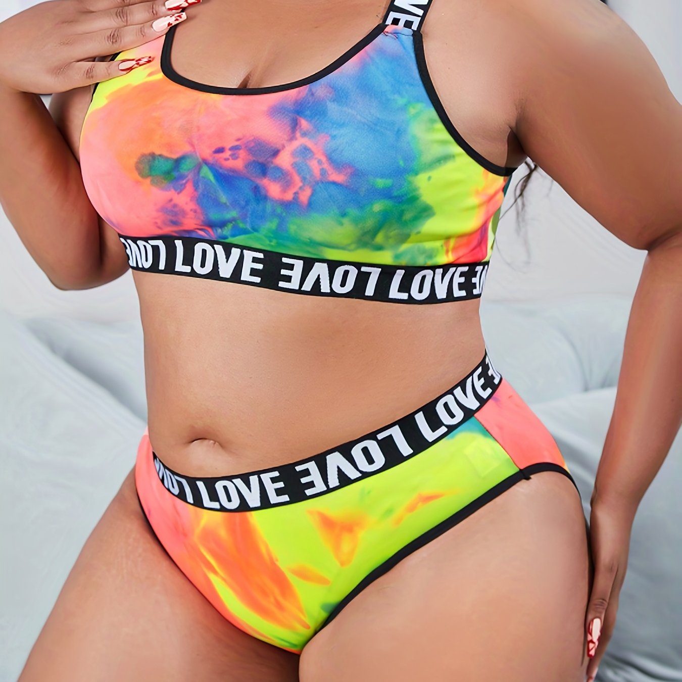  Tie Dye Cross Back Tank Bra & Panty Set