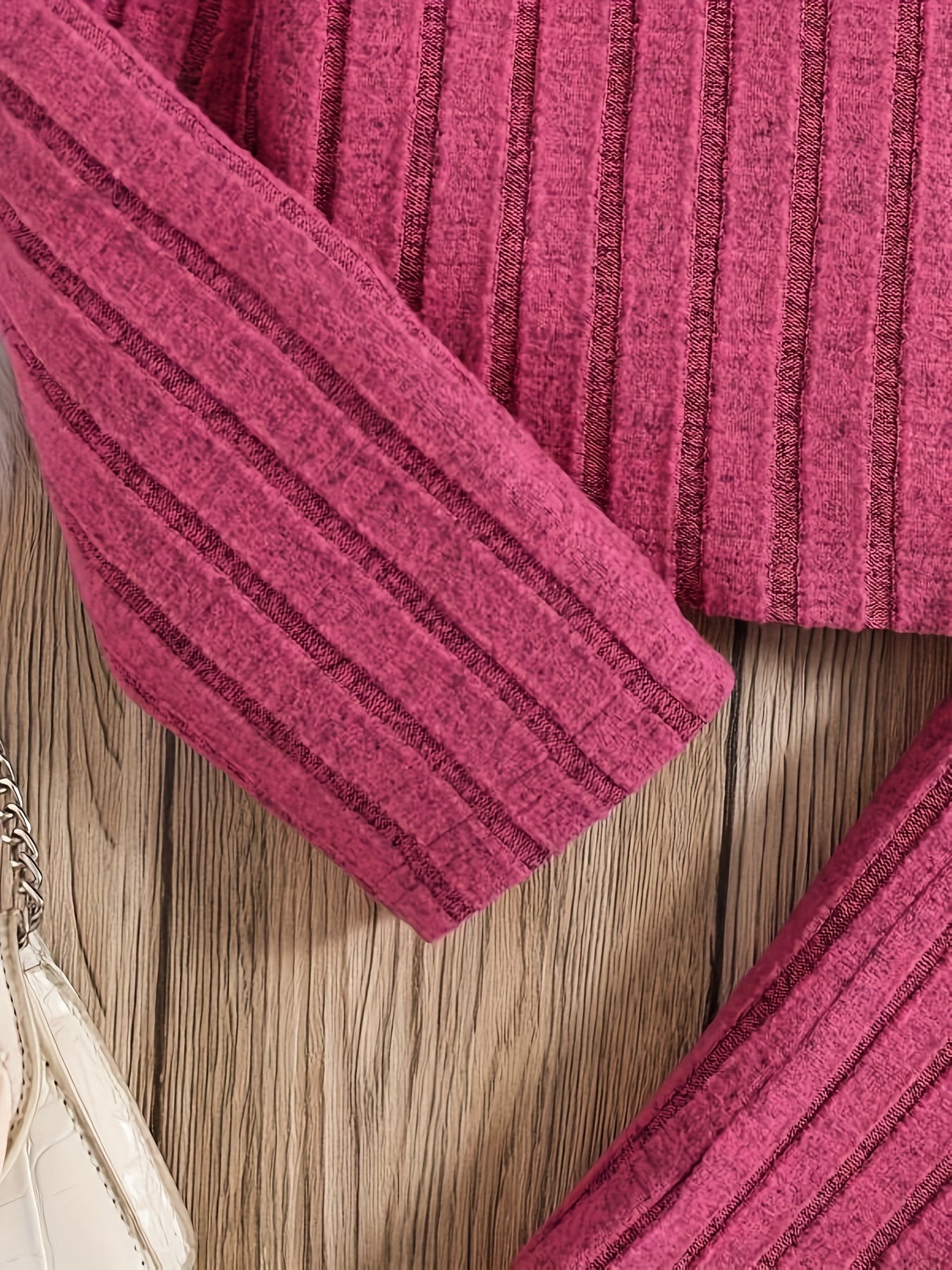  Ribbed Knit Long Sleeve Hoodie & Flared Leg Pants Lounge Set