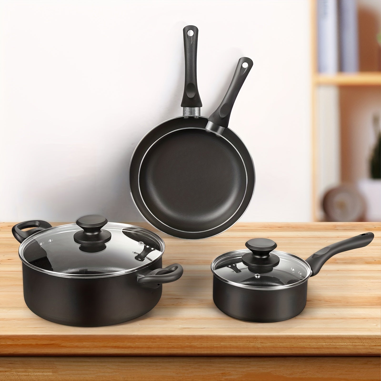 6 Pcs Aluminum Cookware Set Nonstick Coating Fry Pan Stockpot