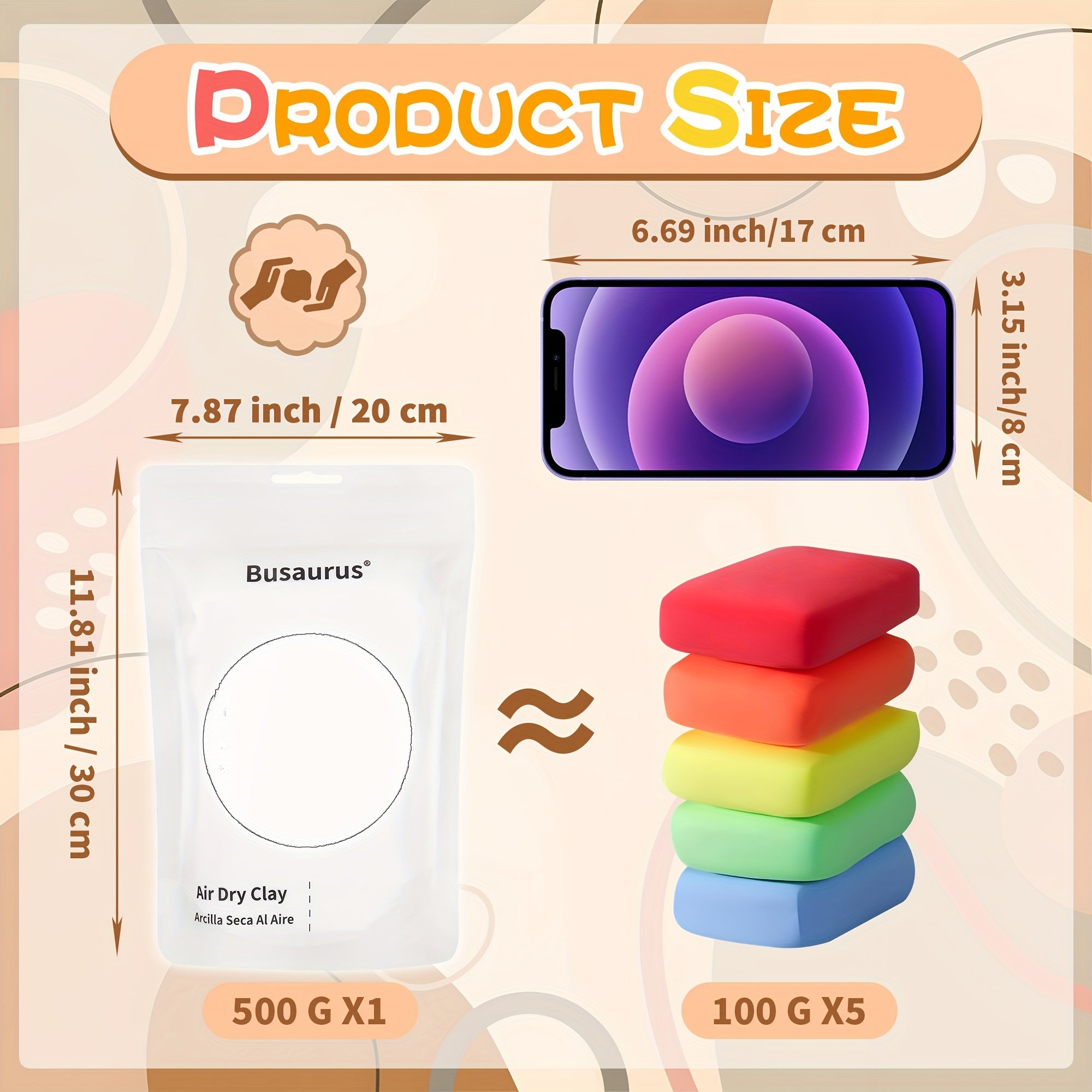 BUSAURUS 500g Air Dry Clay Modeling Foam Non Sticky Soft & Ultra Light