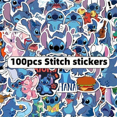 100pcs Stitch Stickers Waterproof Cartoon Decals Pink Designs Stitch Text
