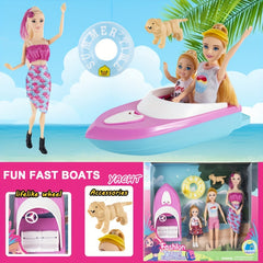 Doll Playset Outdoor Yacht Fast Boats Swim Ring Accessories Giftbox