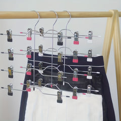 4 Tier Metal Skirt Hanger Pants Hanger Space Saving Non Slip Grip