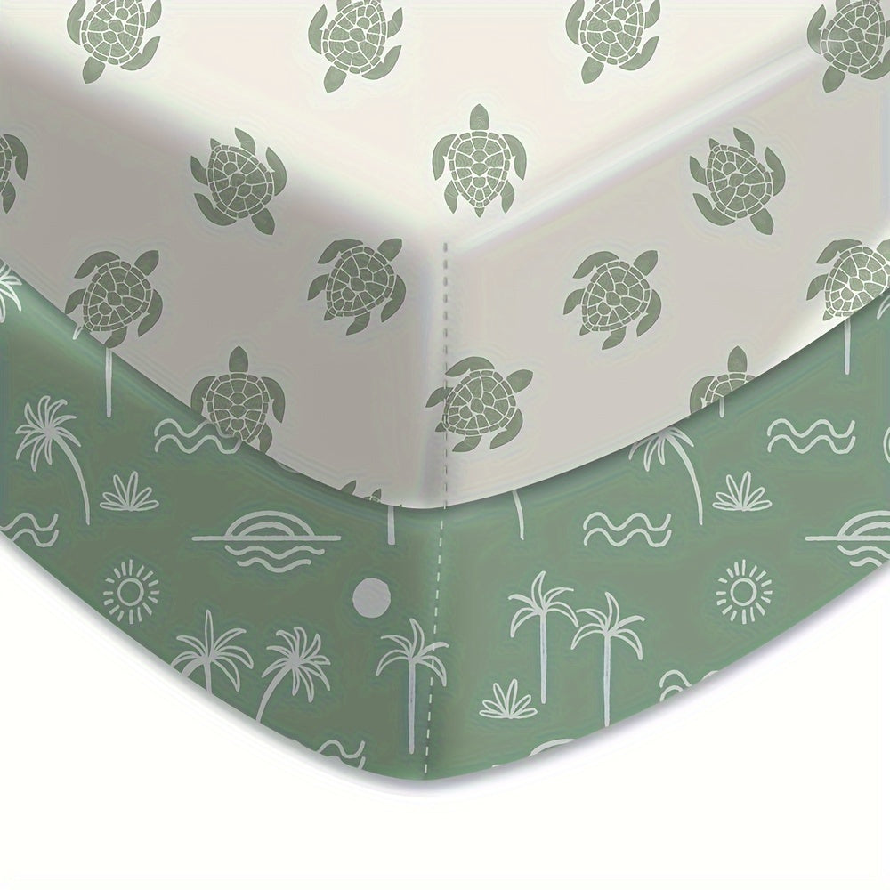 2pcs Soft Polyester Bassinet Sheets Elasticized Crib Sheets