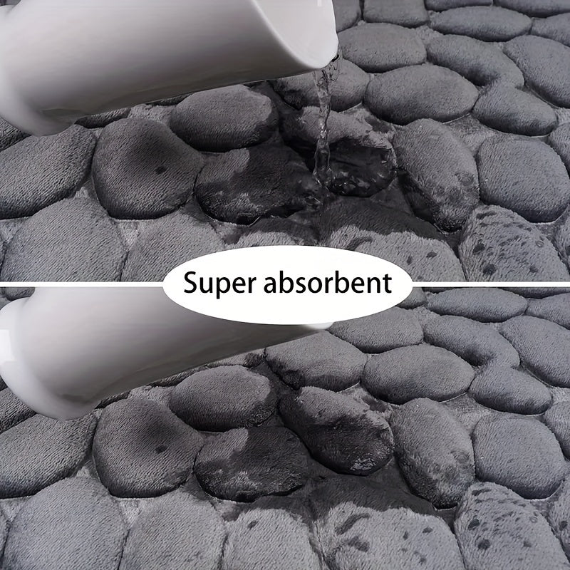 Soft Non Slip Cobblestone Embossed Bath Mat
