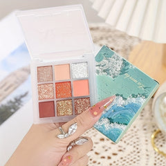 9-Color Eyeshadow Palette Brown Tone Portable Cosmetics