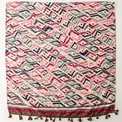 Boho Geometric Print Tassel Scarf - Vintage Style Shawl