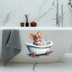 Mouse in Bathtub 3D Wall Sticker