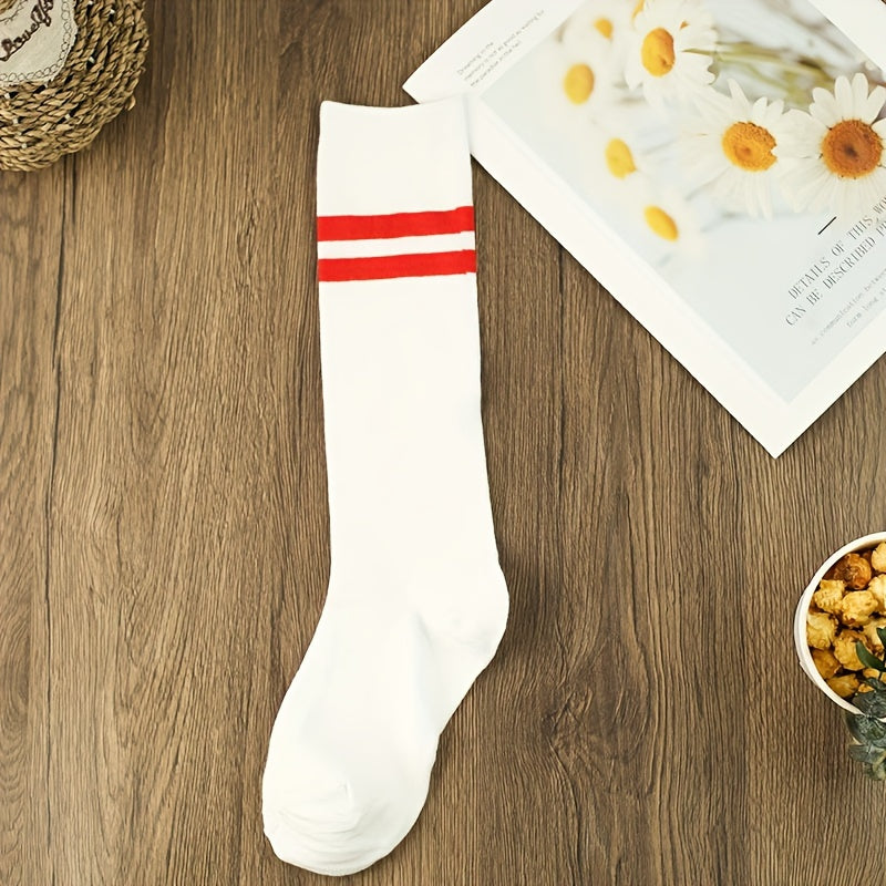 3 Pairs Striped Print Socks Women's Stockings