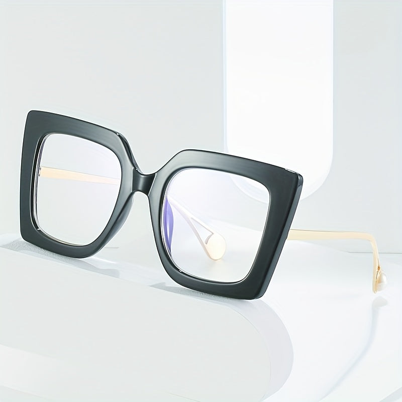Women's Clear Lens Mod Glasses Metal Temple Anti Light Glasses