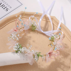 Crystal Wreath Headband Faux Pearl Headdress Hair Accessory for Women Girls