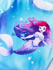 Mermaid Print 2pcs Pajamas Set for Girls, Loungewear PJ Set