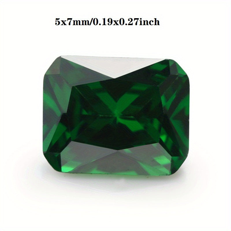 Rectangle Cut Green Zirconia CZ Loose Gemstone